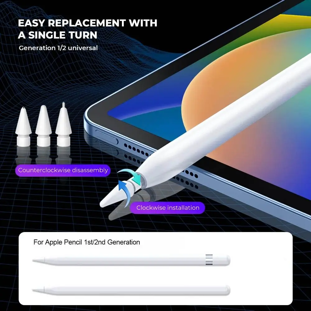 نصائح قلم رصاص قابلة للاستبدال، قلم محمول مقاوم للصدمات، مضاد للخدش، بطانة من البولي بروبيلين، أقراص أقلام لقلم أبل لقلم أبل