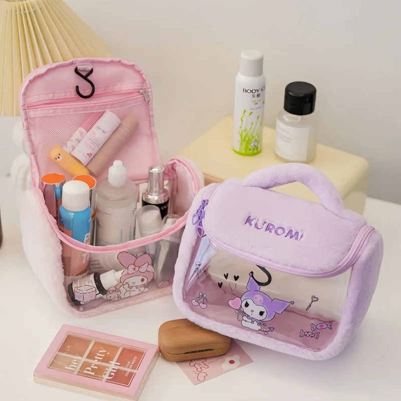 MINISO Hello Kitty bolsas de maquillaje Kawaii Kuromi bolso transparente dibujos animados My Melody bolsa de aseo impermeable bolsa organizadora bonita