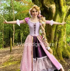 Customized Victorian Pink Purple Princess Ball Gown Lace-up Fairy Tale Festive Cosplay Evening Gown matric dress for teenagers