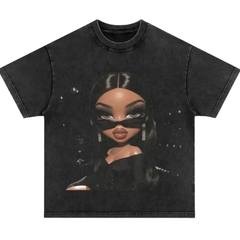 

Midnight Diva Graphic Shirt, Black Bratz Doll Art Tee, Summer Cotton Top, Unisex Classic Outfit, Stylish Tee, gift for her, him,
