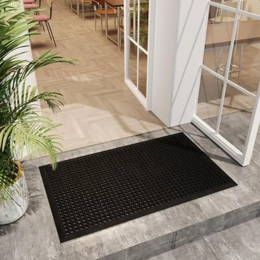 Heavy Duty Rubber Floor Mat NonSlip Waterproof Easy to Clean AntiFatigue Mat for Commercial Kitchens Restaurants Workshops Oil