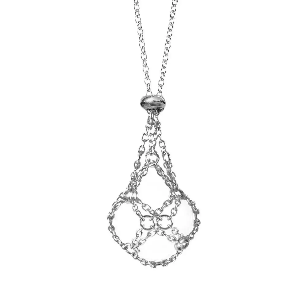 Steel Crystal Net Metal Necklace For Women Men Stone Collecting Holder Interchangeable Crystal Holder Cage Neckla F2L9