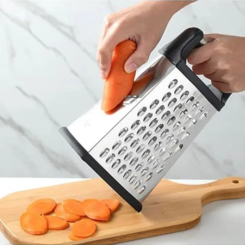 Four-Side Box Grater Cheese Ginger Graters with Container Multipurpose Stainless Steel Slicer for Vegetable Kitchen Accessories