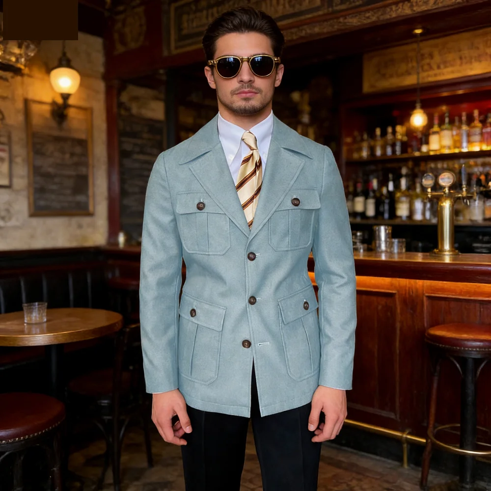 

Модный зеленый джинсовый пиджак для мужчин, пошитый на заказ, классический однобортный блейзер, 1 шт., мужской, для торжественных мероприятий, с приталенным кроем.