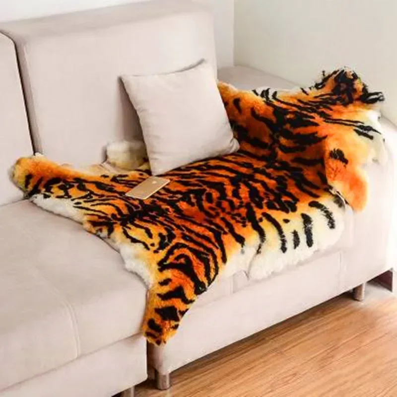 75X110CM Simulation white Tiger Skin Leopard skin Carpet Wall Hangings Sheepskin Sofa Cushion Hanging Chair Cushion Car mat