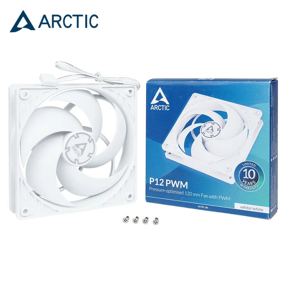 ARCTIC P12 PWM 4PIN CPU Radiator 12cm Fan Computer Case Cooler Master 120MM Fluid Dynamic Bearing,Black,White