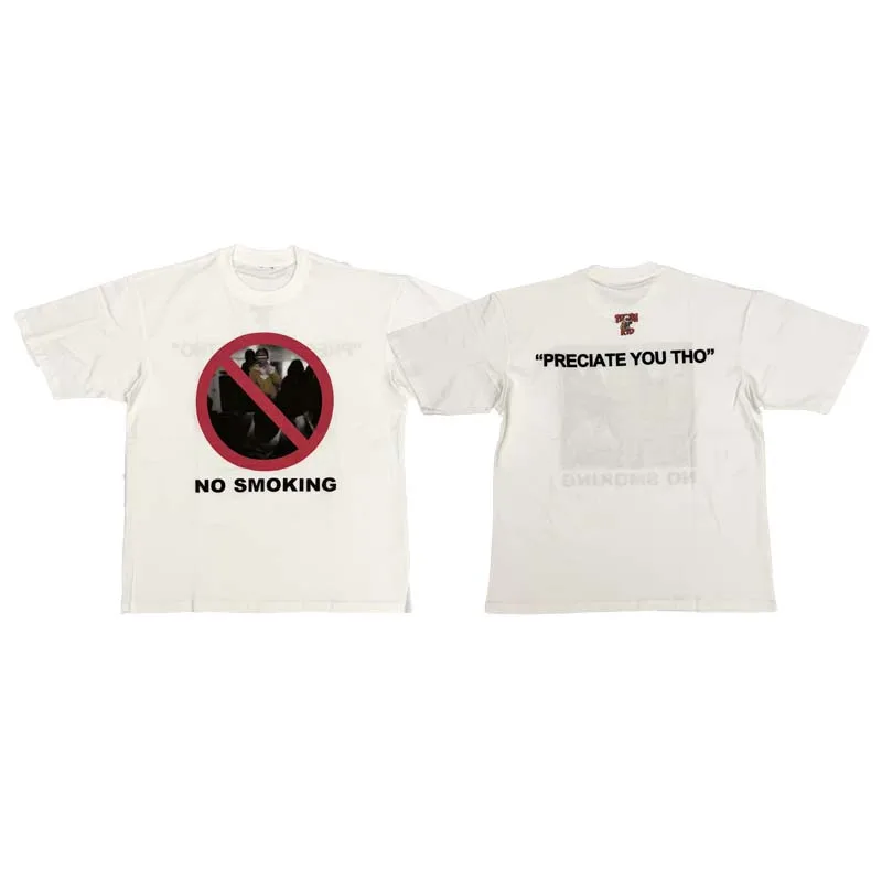 

No Smoking T-shirt Short Sleeve T-shirt Pure Cotton -- High-end Luxury Is for Both Men and Women Top Y2k