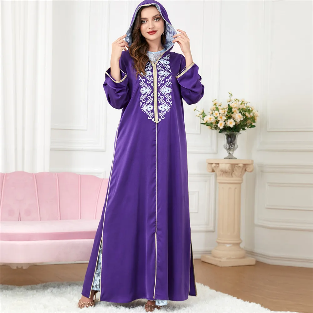 

Elegant Abayas for Women Hooded 2 Piece Muslim Sets Kaftan Islamic Dresses Ramadan Dubai Turkey Morocco Party Jalabiya Vestidos