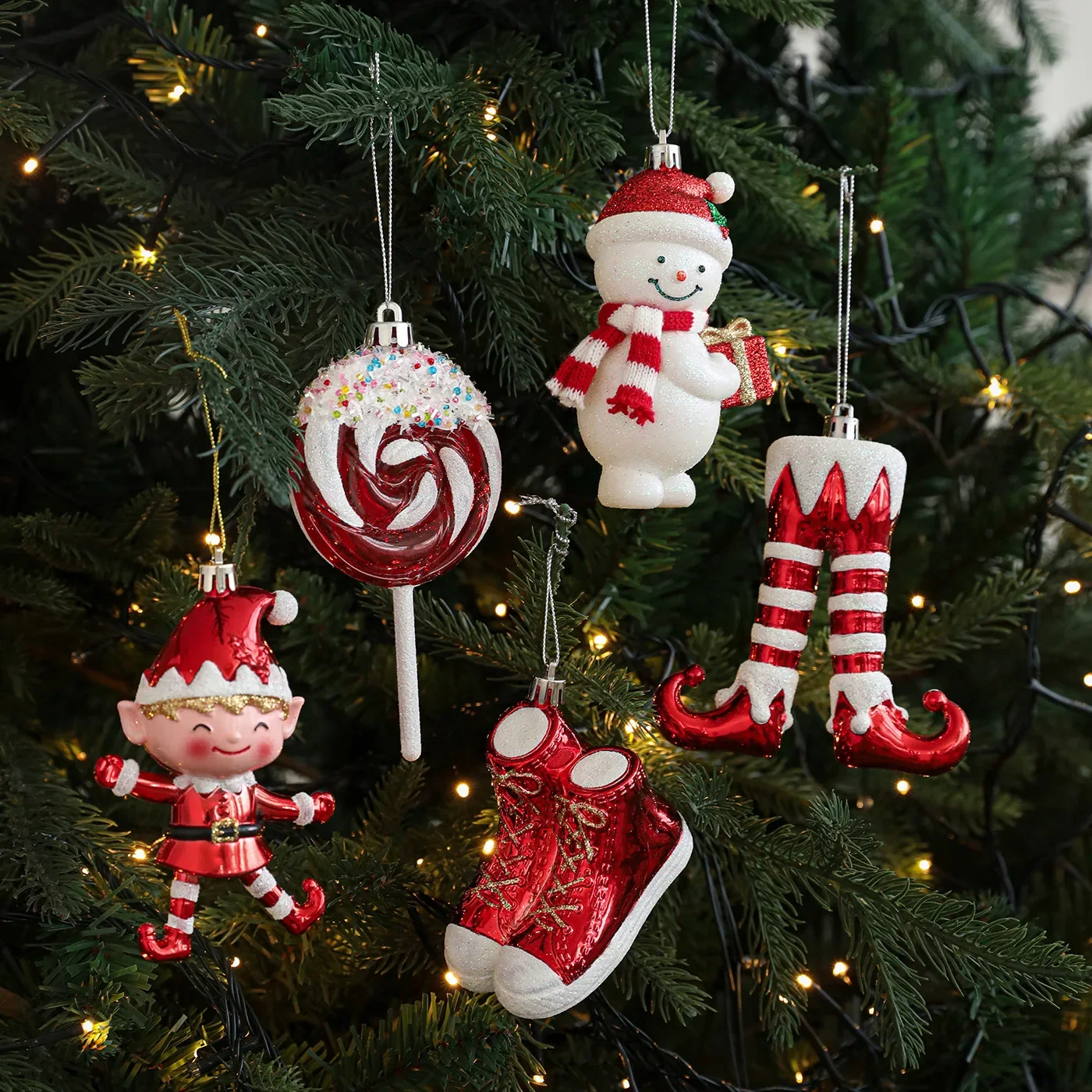 Weihnachtsschmuck Cartoon Kunststoff Weihnachtsbaumschmuck DIY Vertikale Ornamente Home Weihnachtsatmosphäre Dekorationen