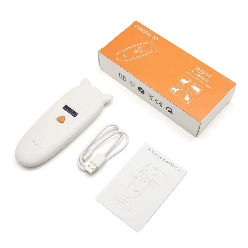 ошейник с чипом Handheld 1342KHz 125kHz Animal RFID Reader Pet Cat Dog Microchip Scanner FDXB Glass Chip USBBluetooth Tag
