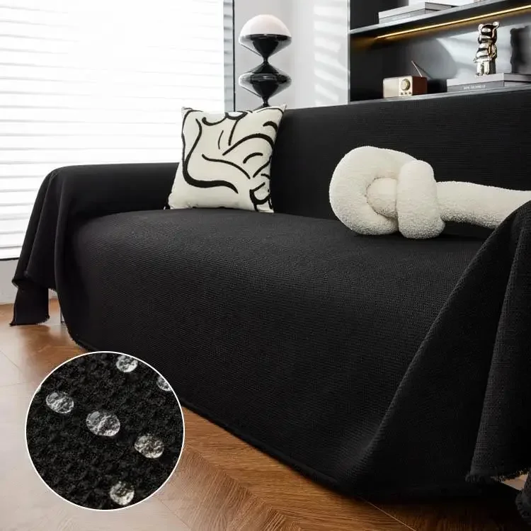 1pcs Advanced Black Waterproof Sofa Towel Cover Huafu Ge Full Cap Sand Release Four Season Universal Seat Cushion