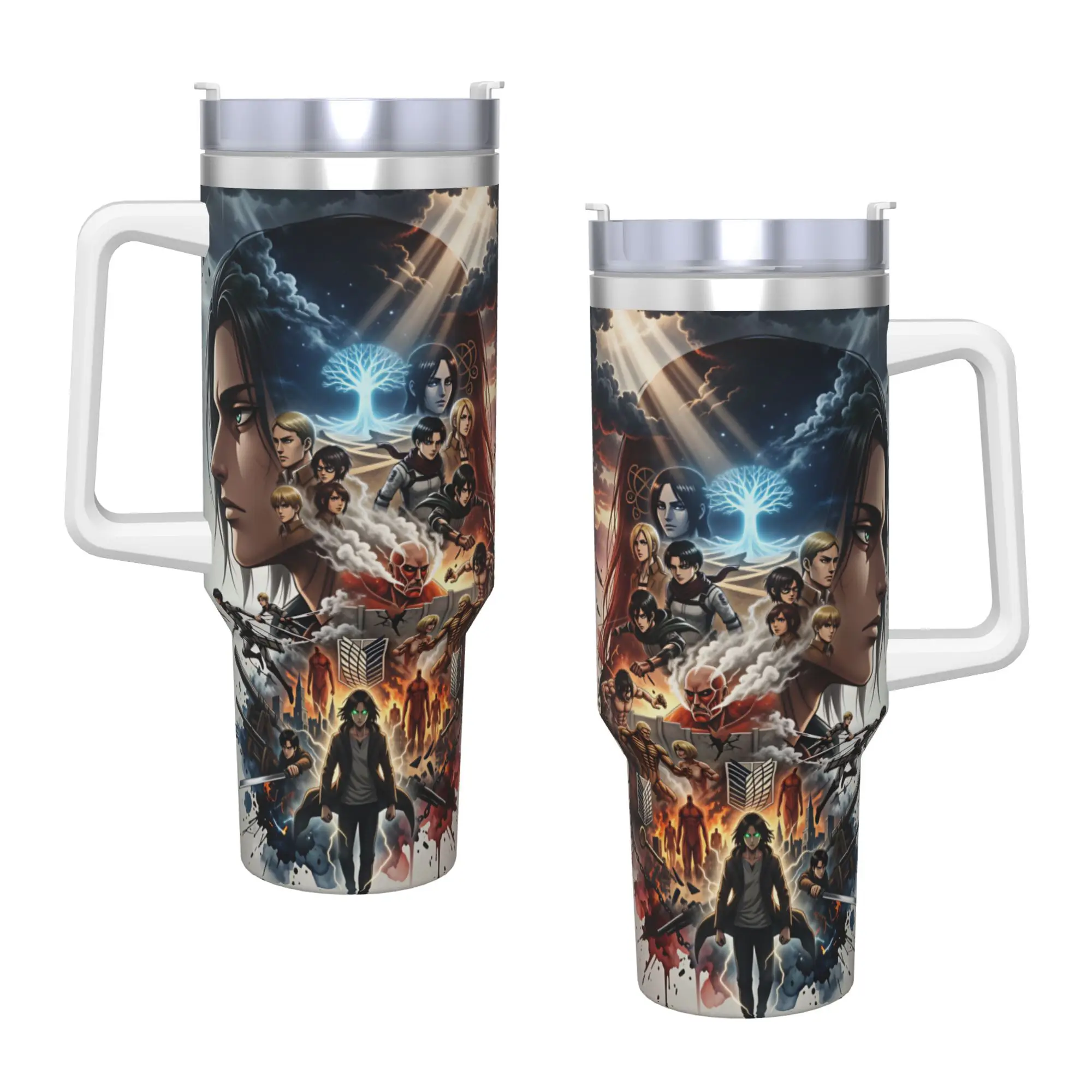 Stainless Steel Tumbler Attack On Titan Thermal Cups  Insulated Cold Drink Mugs Cup Driving Graphic Water Bottle