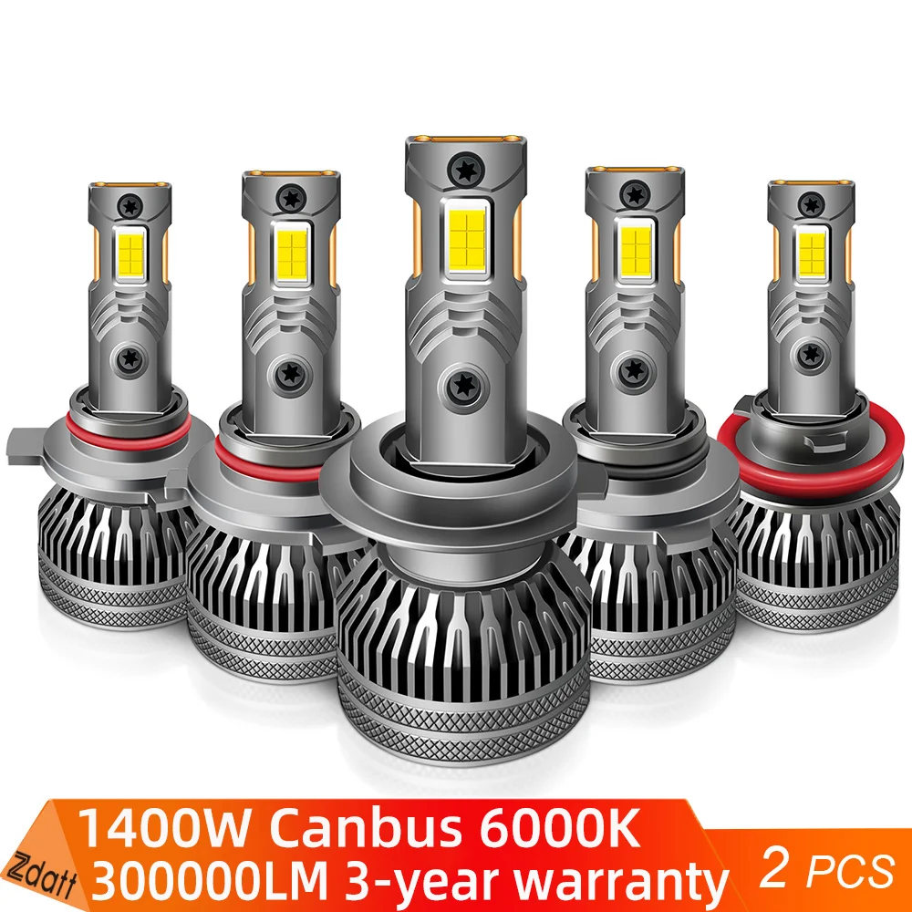 

1400W 300000LM H4 H7 LED Headlights Canbus 6000K Headlamp H1 Led H11 H8 H3 HB3 9005 HB4 9006 9008 H13 9012 HIR2 Car Lights 12V