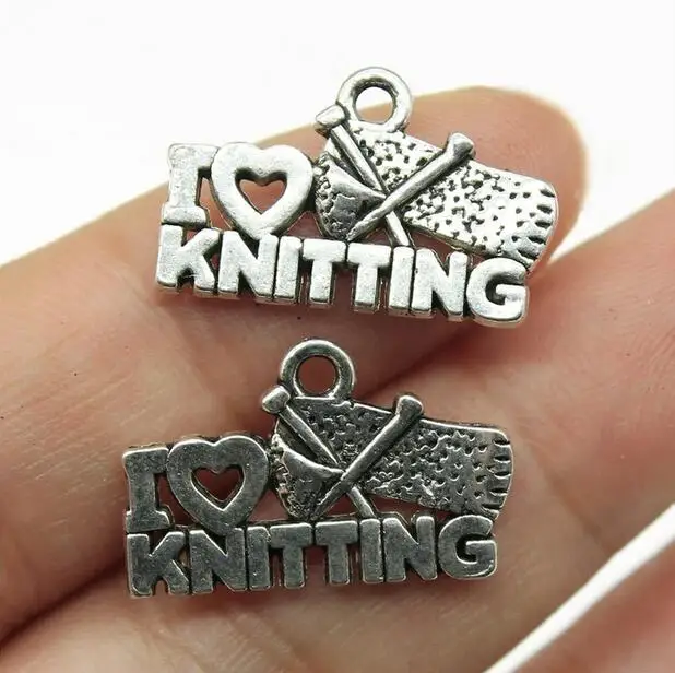 20pcs 20x12mm Tibetan Silver Charms I Love Knitting Pendant EF3760