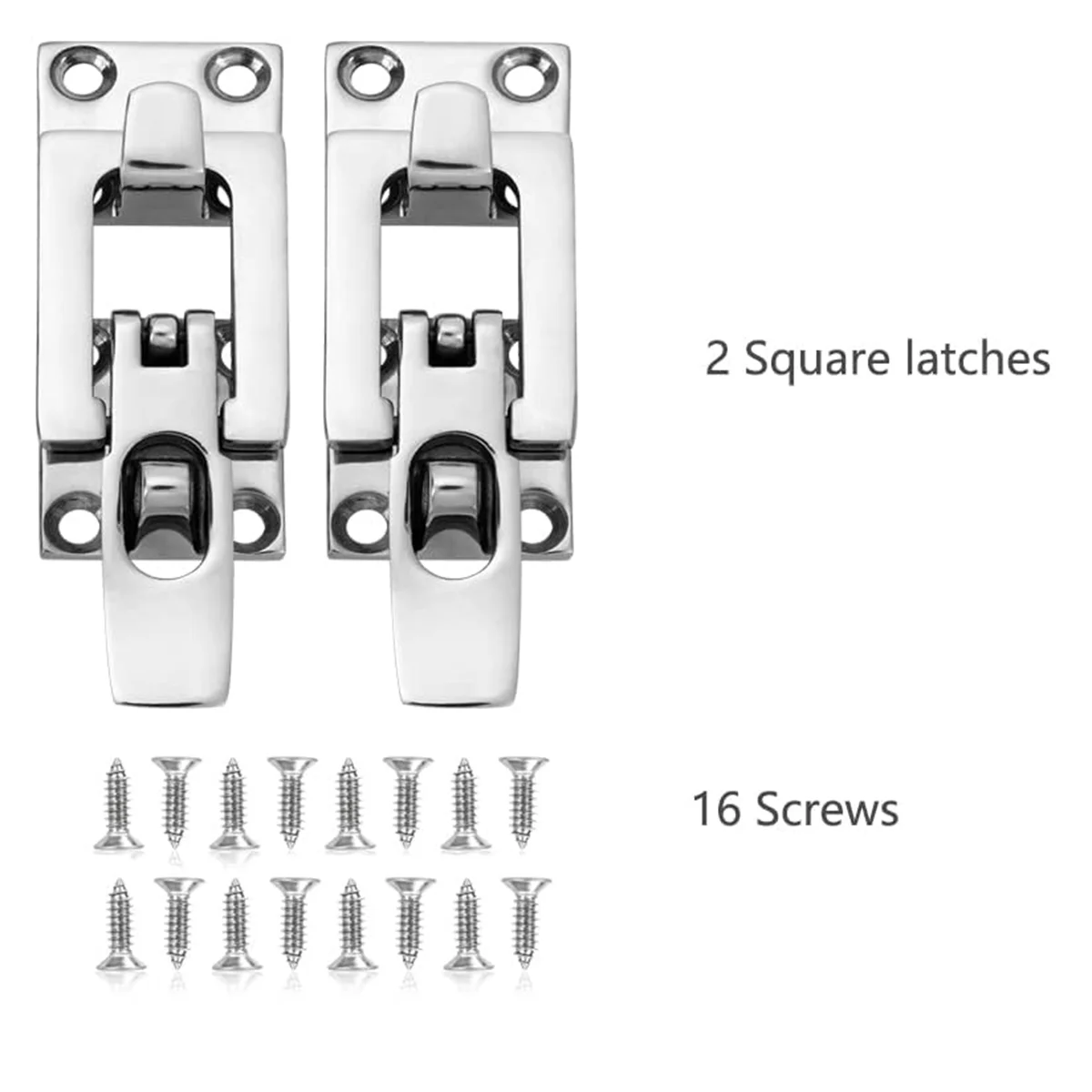 Marine Anti-Rattle Square Latches for Boat Door Hatch, Hold Down Clamp Latches Lockable 316 Stainless Steel with