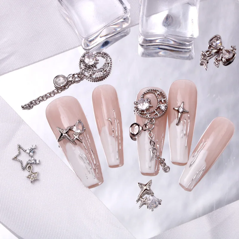 Tszs ศิลปะหมุดตอกหมุดรูปดาวพระจันทร์3ชิ้น/ล็อตรูปลอกทางจิตหลายแบบทำมือเคล็ดลับการทำเล็บมือ3D ตกแต่งเล็บเล็บที่สมบูรณ์แบบ