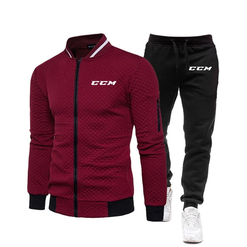 Mens Casual Tracksuits Sportswear Jackets + Pants Two Piece Sets CCM Male Fashion Jogging Suit Men Outfits Gym Clothes Fitness