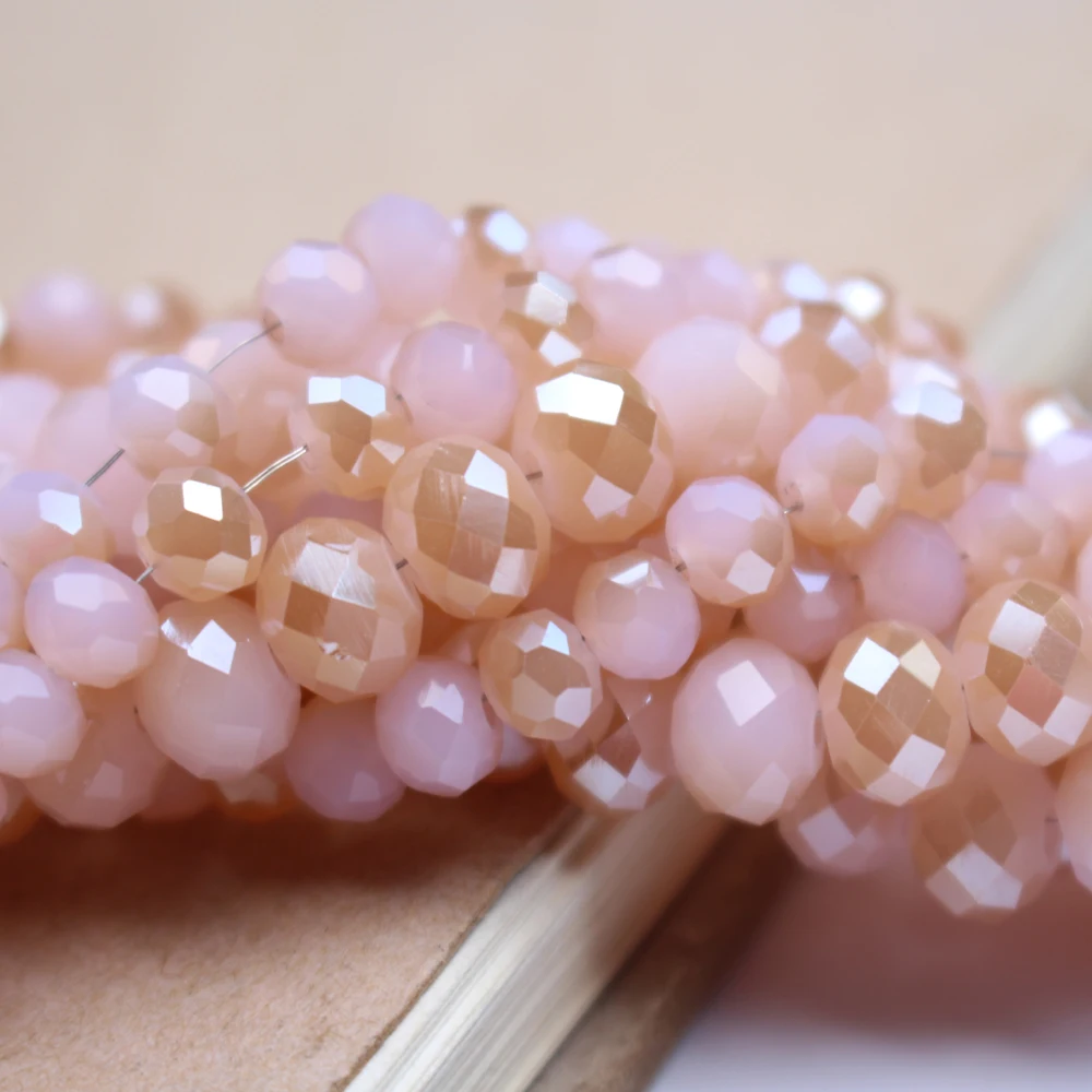 6mm Glass Crystal Beads Pink Brown Color Rondelle Loose Faceted Fashion Crystals Bead for Jewelry Bracelet Necklace Earring DIY