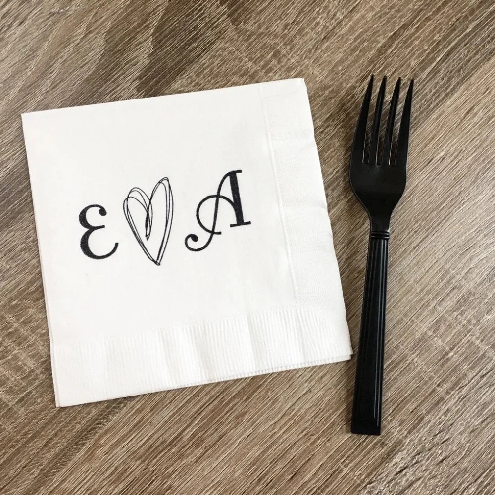 80 pcs Custom Rustic Wedding Napkins,Cocktail Napkins,Wedding Napkins Personalized,Wedding Cocktail Napkins,Monogram Napkins