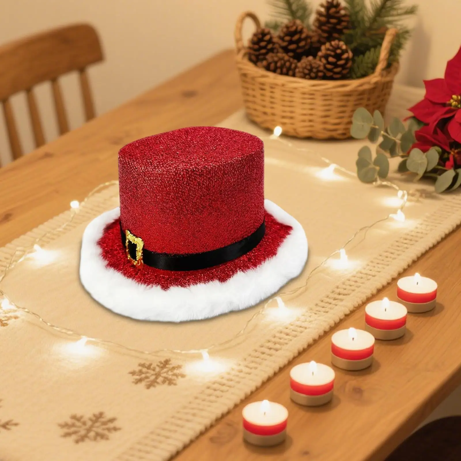 

Christmas Top Hat Xmas Hat Christmas Costume Headwear Elf Hat for Carnival Stage Performance Fancy Dress Photo Prop New Year