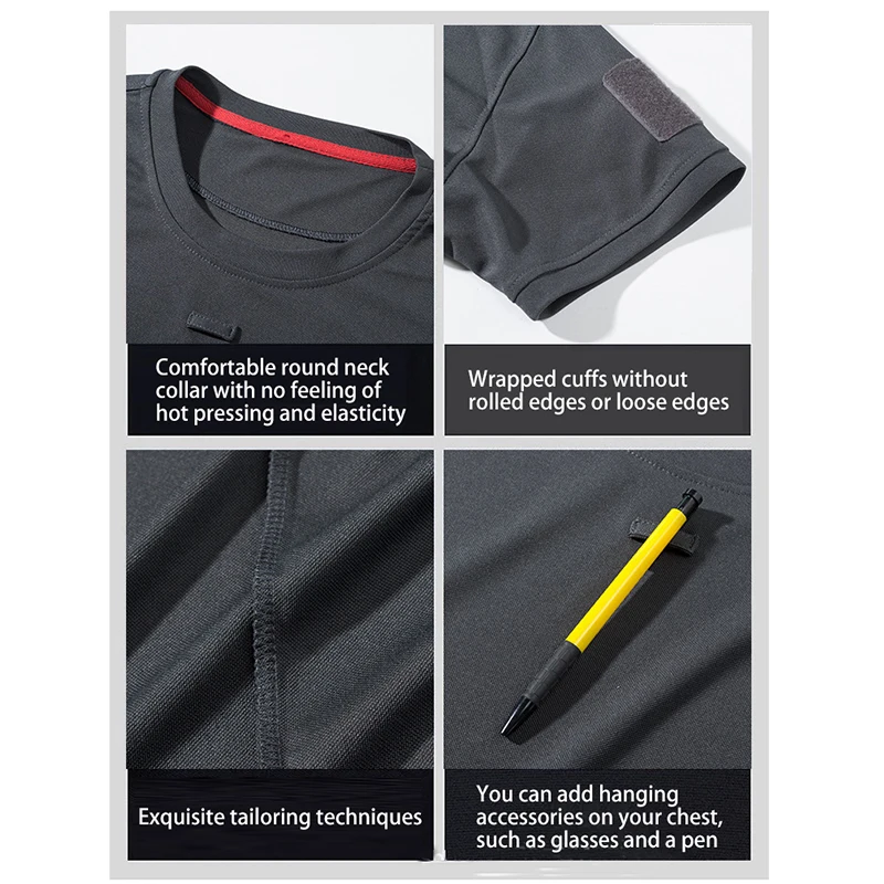 Men's Summer Quick Dry Short Sleeve Athletic T-Shirt Round Neck Running Workout Breathable Leisure Travel Top