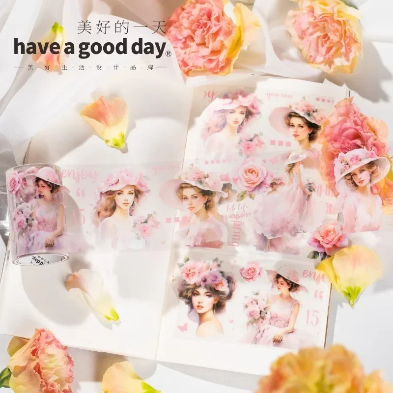 1 рулон, 2 м, клейкая упаковка, ПЭТ, весенний справочник для девочек, материал для украшения, петля, рукописная наклейка, вырез для скрапбукинга, 60 мм * 2 м