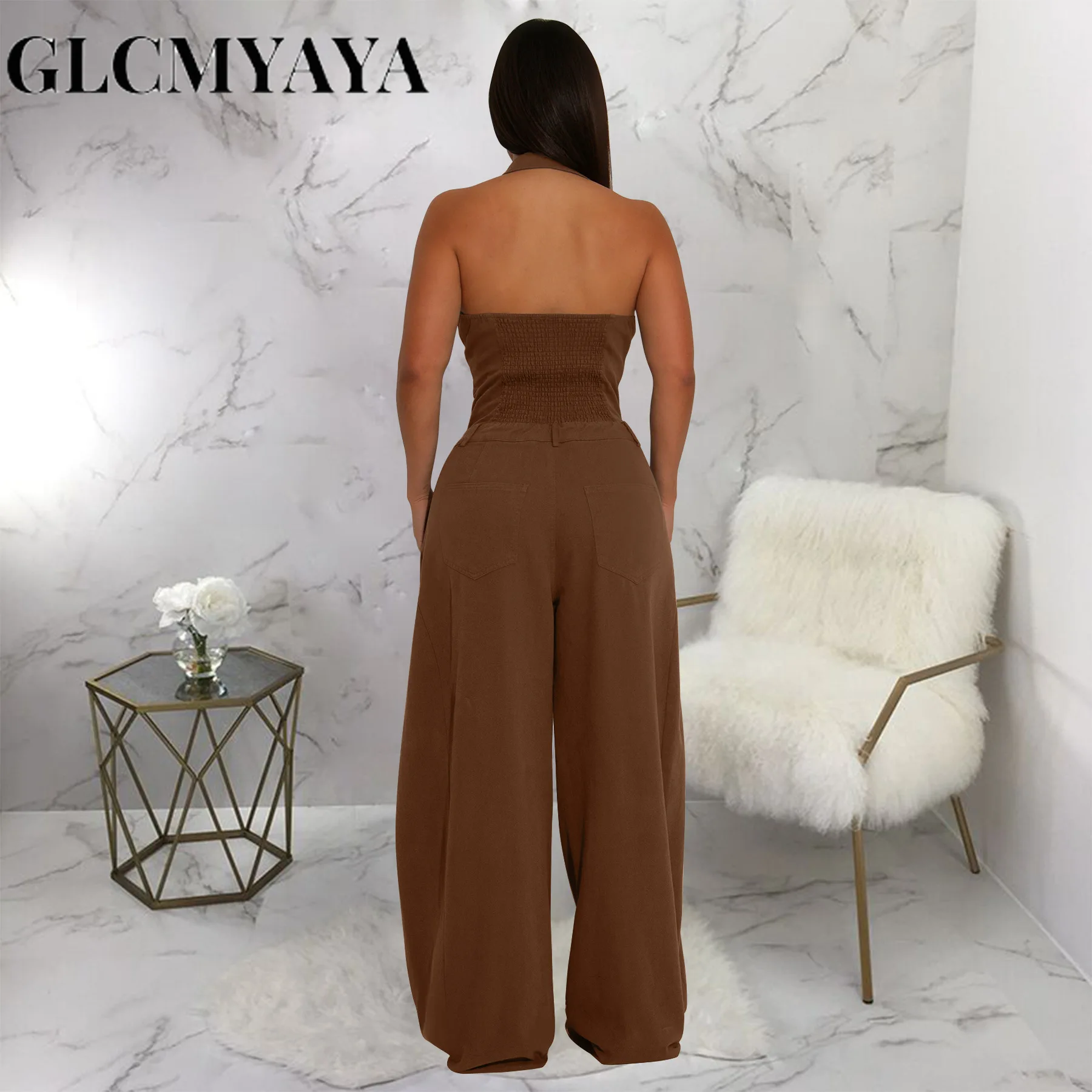 Combinaison Femme Été 2025 : Décolleté V Croisé, Jambes Larges Taille Haute, Sans Manches – Look Décontracté Et Élégant
