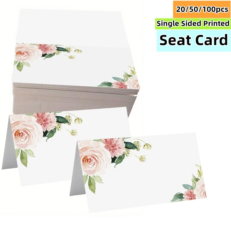 20/50/100pcs Color Printed Flowers Wedding Seating Number Card Name Place Cards Christmas Birthday Party Greeting Table Card