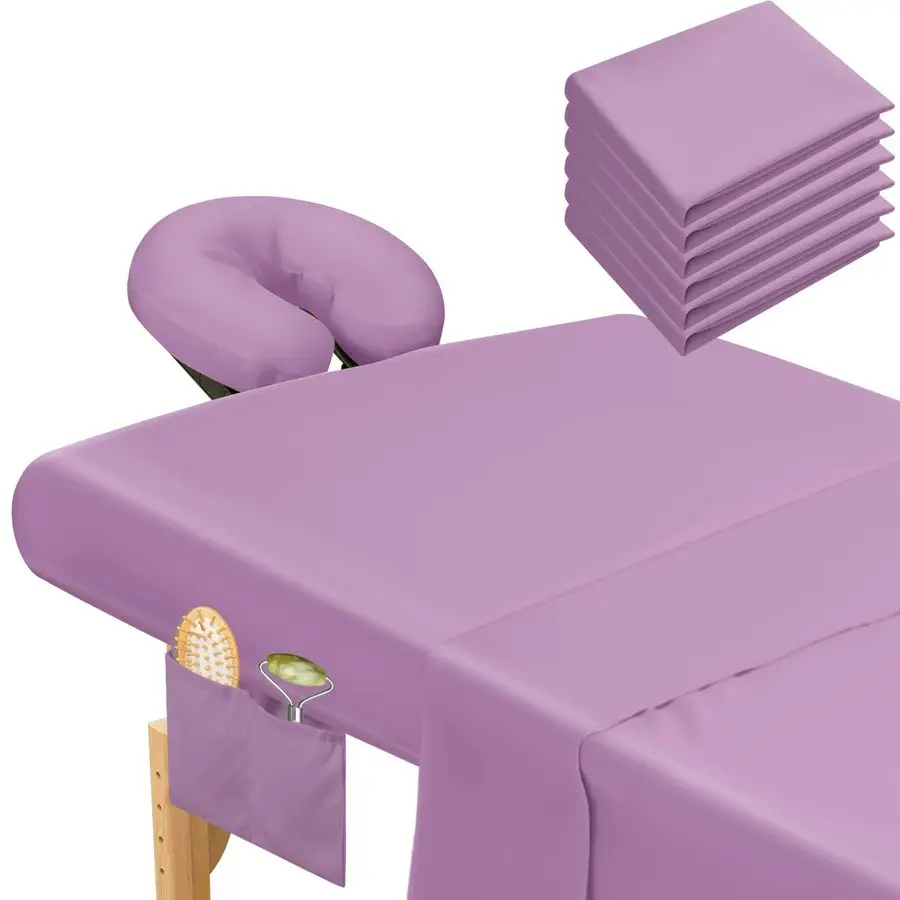 

9 Pcs 3 Set Microfiber Massage Table Sheets Set Bulk Includes Flat Sheet, Fitted Sheet with Pocket, Face Rest CoverPurple