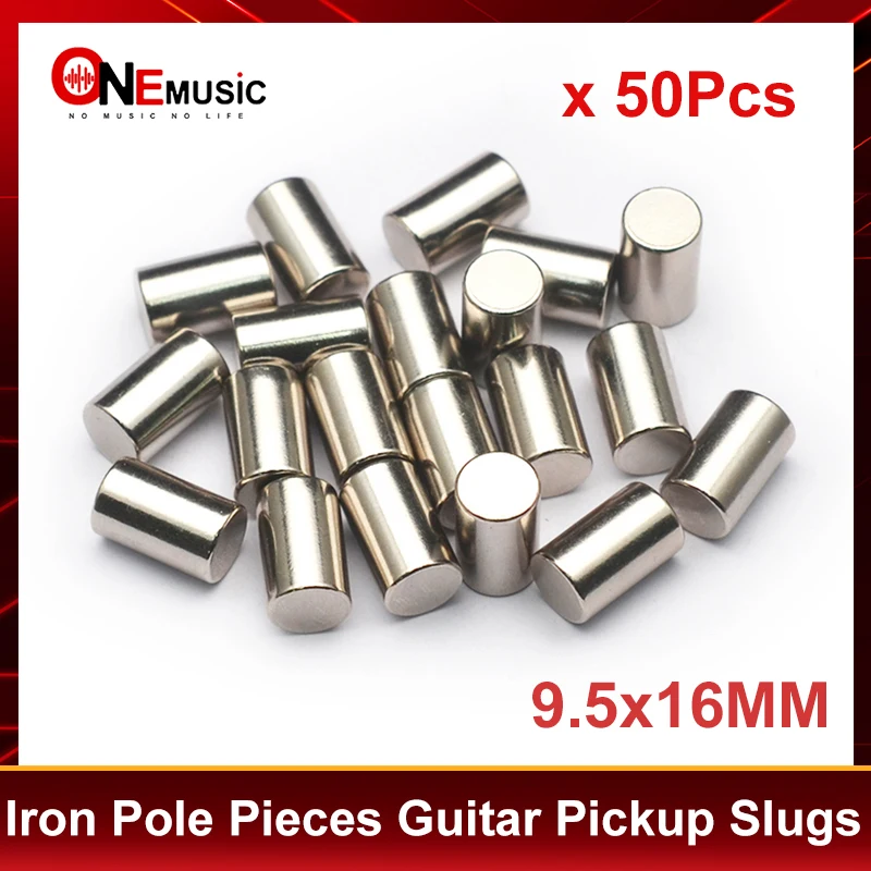 50 قطعة قطع القطب الحديد لاقط الرخويات قضبان مغناطيسية القضبان الفضة للجيتار الكهربائي/أجزاء باس 9.5x16 مللي متر