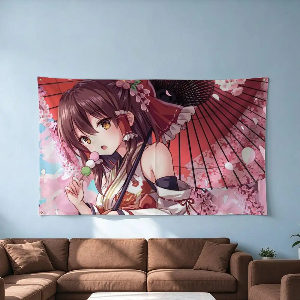 Touhou Project Reimu-Hakurei  Flags Wall Hanging Tapestry Outdoor Garage Room Decorative flag Background Blanket