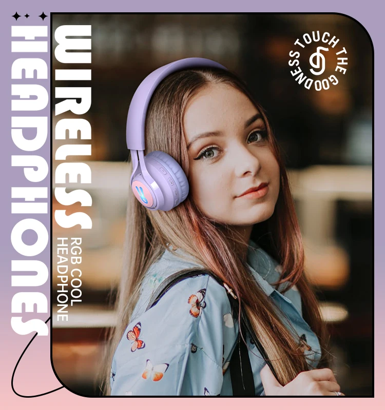 หูฟังไร้สายสำหรับเด็กชุดหูฟังบลูทูธ5.0หูฟังไฮไฟ85dB โหมดเด็กพร้อมไฟ LED ไมโครโฟน