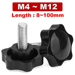 M4 m5 m6 m8 m10 m12 Plastic Handle Screw Plum Hand Tighten Screw Star-Shaped Tightening Nuts Bakelite Carbon Steel Knob