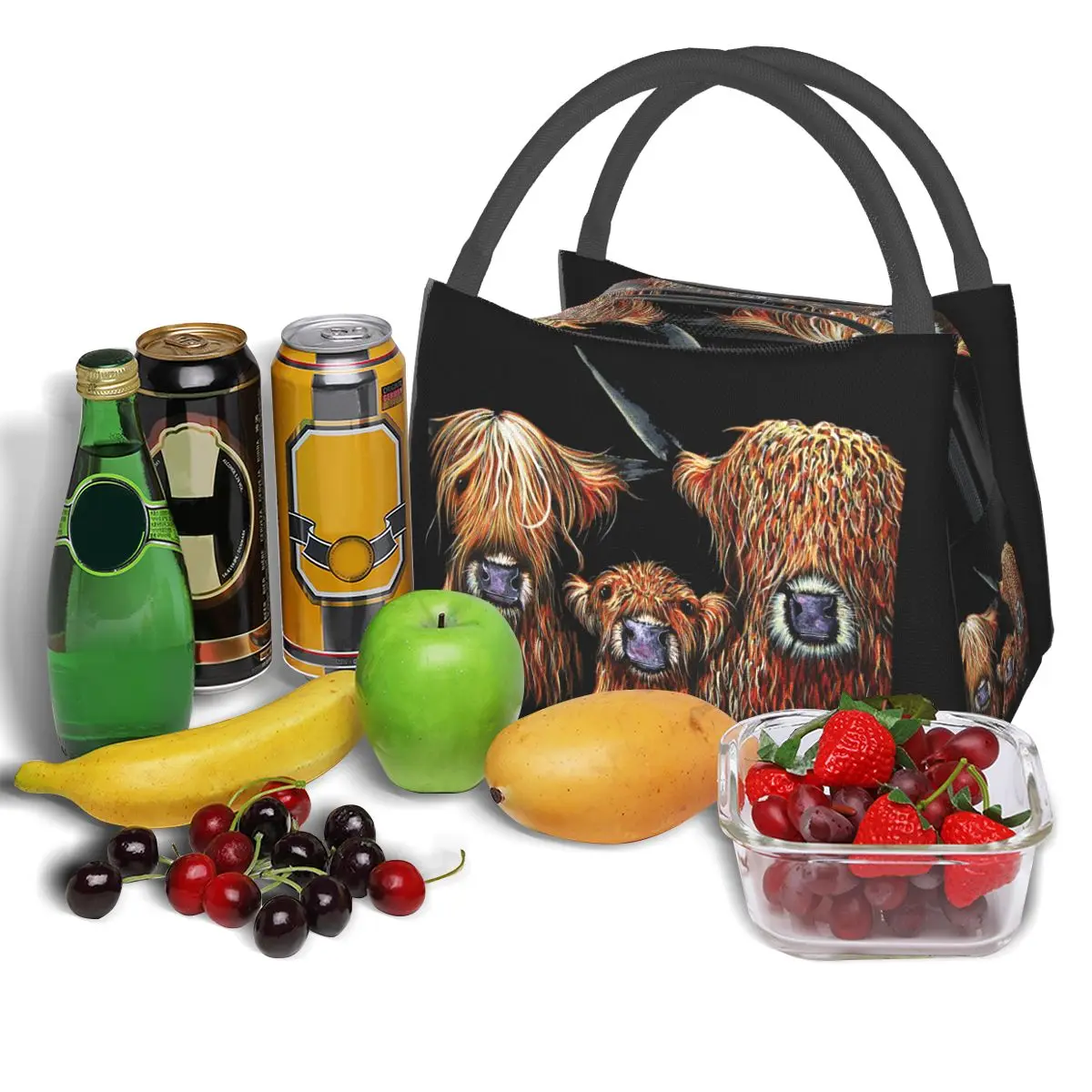 Schottische Hochland kühe Lunch pakete isoliert Bento Box Lunch Tote wieder verwendbare Picknick taschen Kühler Thermo tasche für Frau Mädchen Büro