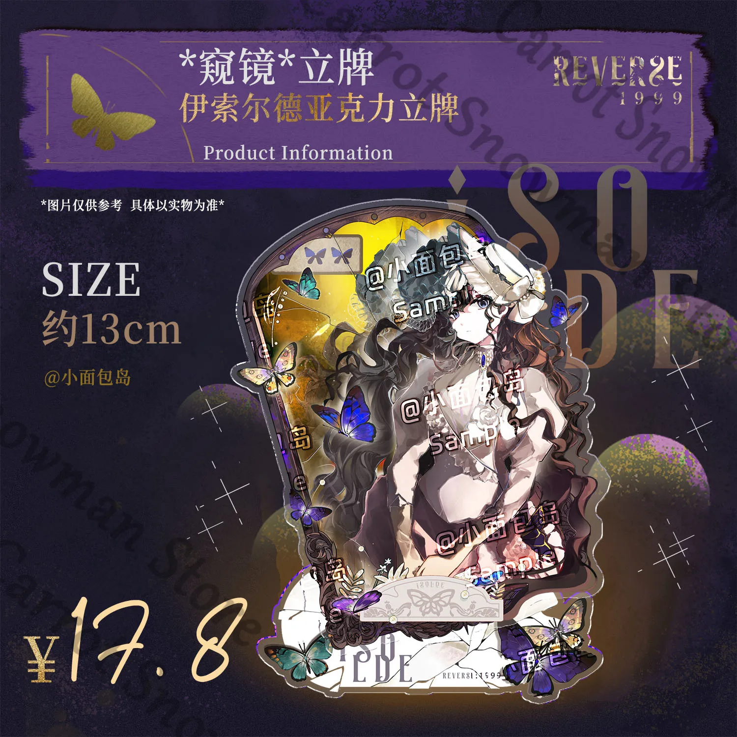 Reverse:1999 Isolde Anime Standing Sign Indicative Board Reflection Laser Badge Emblem Card coloured paper Cospaly Cartoon Gift