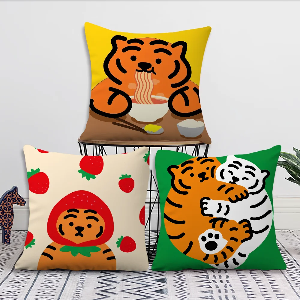 Fashion Cartoon M-Muzik Tiger cushion cover Living Room Accent Couch Back Support Square Lounge Restful Nap Companion Pillow Cas