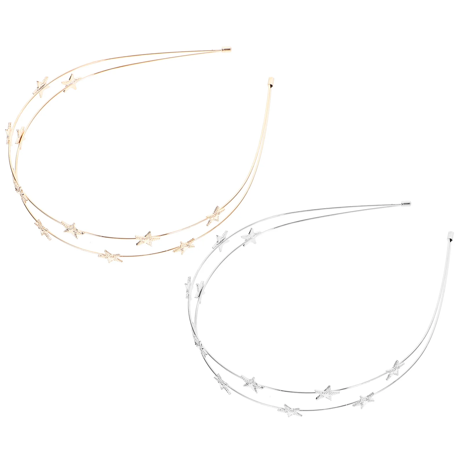 

2pcs Star Headbands For Women Thin Metal Hair Bands Bridal Wedding Party Prom Graduation Dating Masquerade Hair