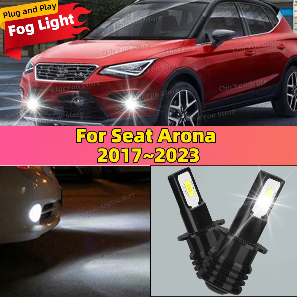 

2Pcs 6000K White Auto LED Fog Lamp 20000LM Ultra Bright Front Fog Light For Seat Arona 2017 2018 2019 2020 2021 2022 2023
