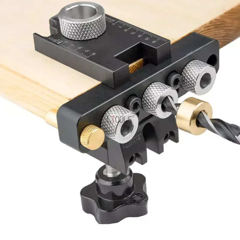 3in1 Verstelbare Plug Jig 8/10/15Mm Plug Boor Geleiset Houtbewerkingszak Gat Jig Boorzoeker Houten Paneel Splitsen