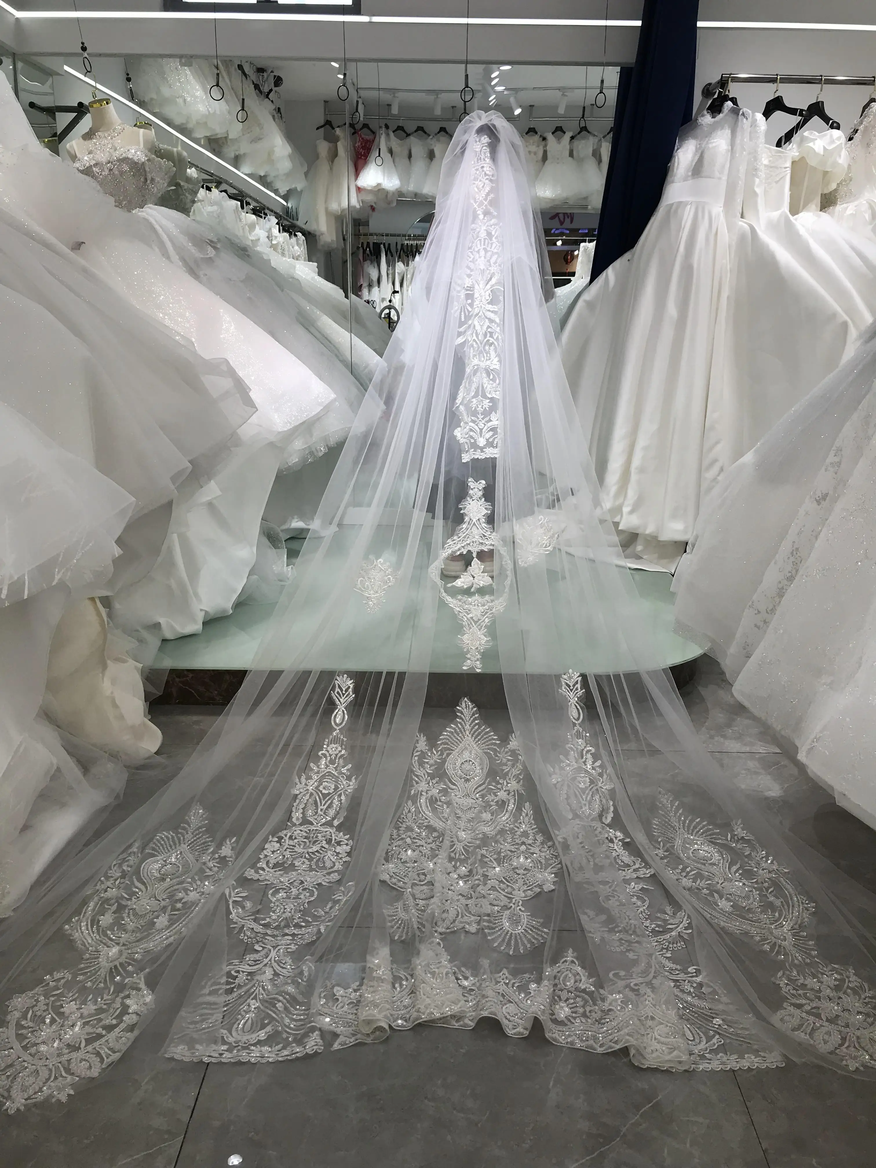 

Kisswhite one layer 4 meters bridal veils two layers free length each style only one Available bride long veils