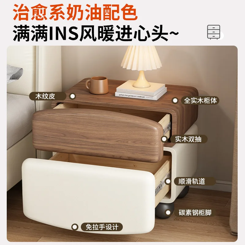 تصميم إبداعي على طراز القرون الوسطى من الخشب الصلب بجانب السرير، خفيف فاخر لغرفة النوم الراقية، خزانة تخزين منزلية صغيرة بجانب السرير