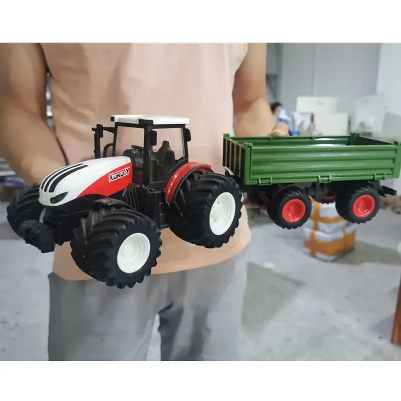 1/24 2.4G RC Farmer Toys Set Tractor Trailer with LED Headlight Remote Control Car Truck Farming Simulator for Children Kid Gift