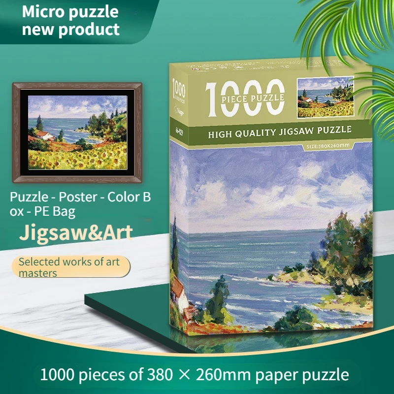 มินิจิ๊กซอว์ปริศนา 1000 ชิ้นสําหรับผู้ใหญ่เด็ก Sunflower Field ปริศนาของเล่นเกมครอบครัวที่มีชื่อเสียง World ภาพวาดสีน้ํามันตกแต่งบ้าน