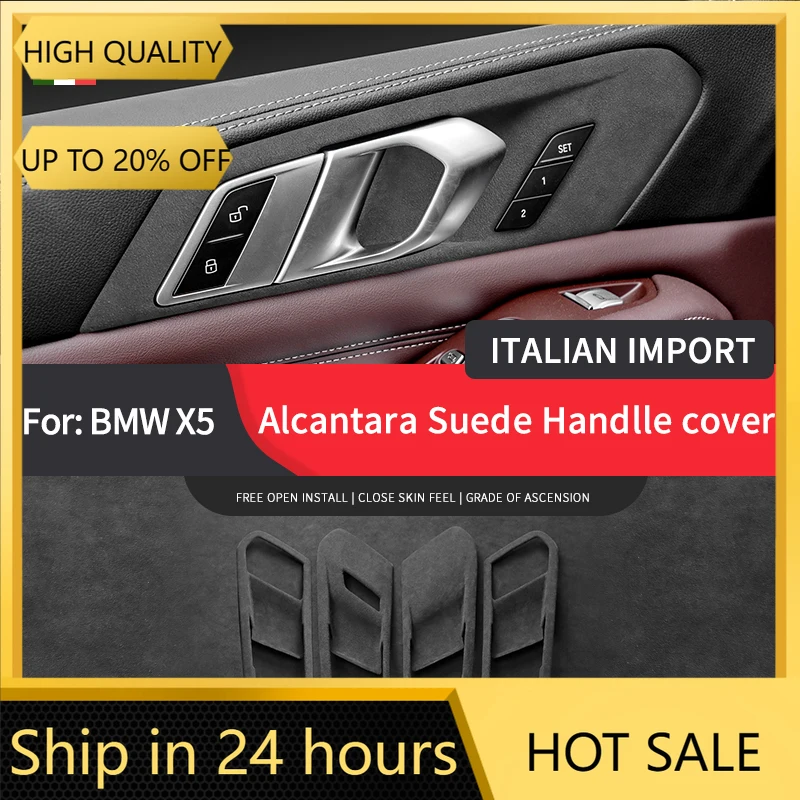 

4PCS For BMW X5 G05 2019 2020 2021 2022 2023 2024 Top Suede Interior Door Handle Bowl Frame Trim Stickers Covers Car Accessories