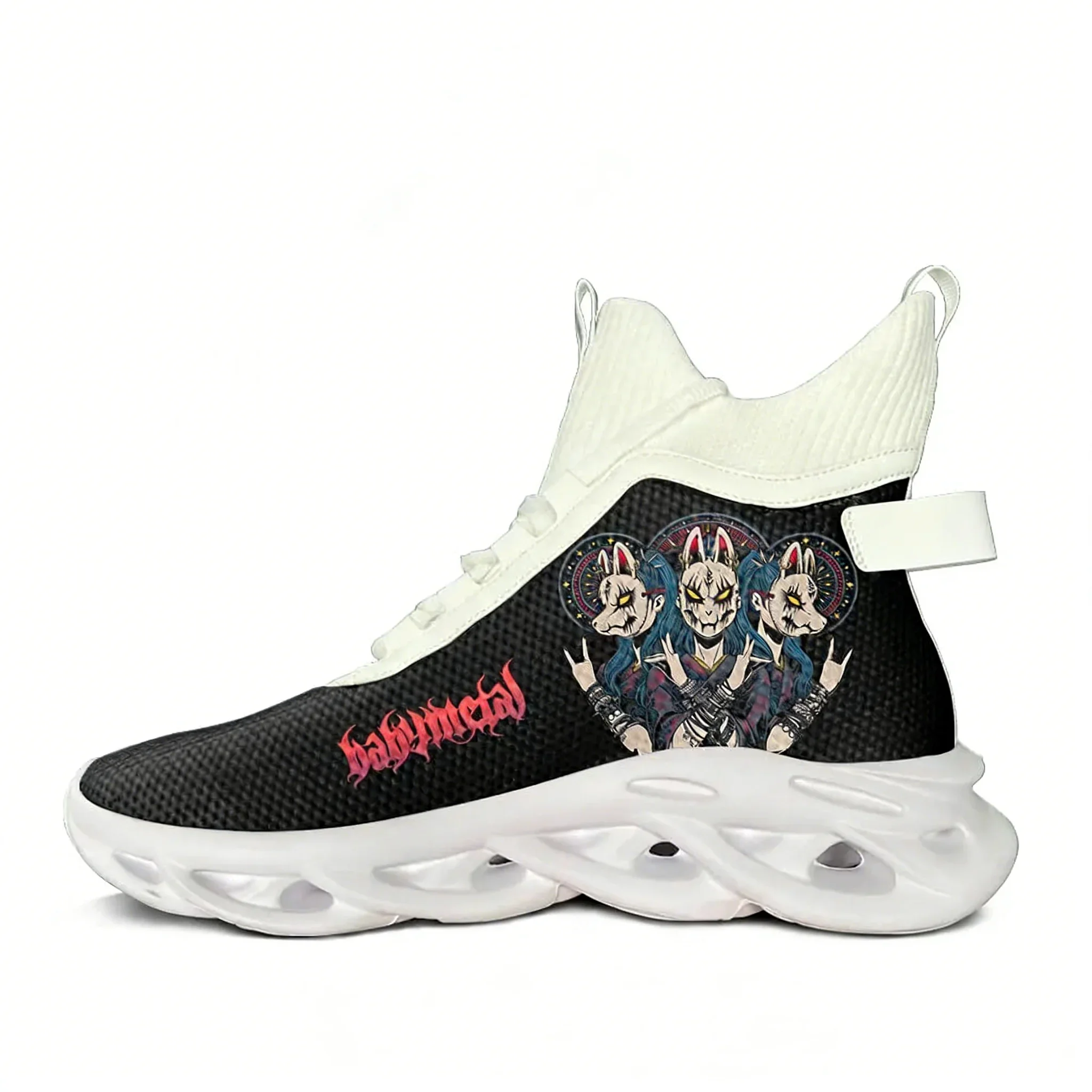 

Кроссовки Babymetal Japan Band High Top для мужчин и женщин, в стиле хип-хоп и рок, сетчатые, с мягкой эластичной подошвой, белые