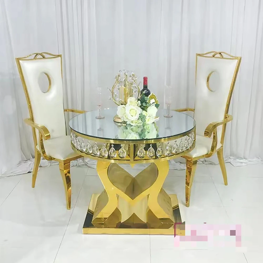 

Wholesale luxury designs hotel banquet event wedding table and chair stainless steel wedding dining tables