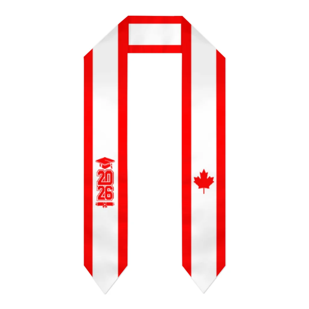 

Class of 2026 Canada Flag Scarf Graduation Sash Stole International Study Abroad Adult Unisex Party Accessory Top Print