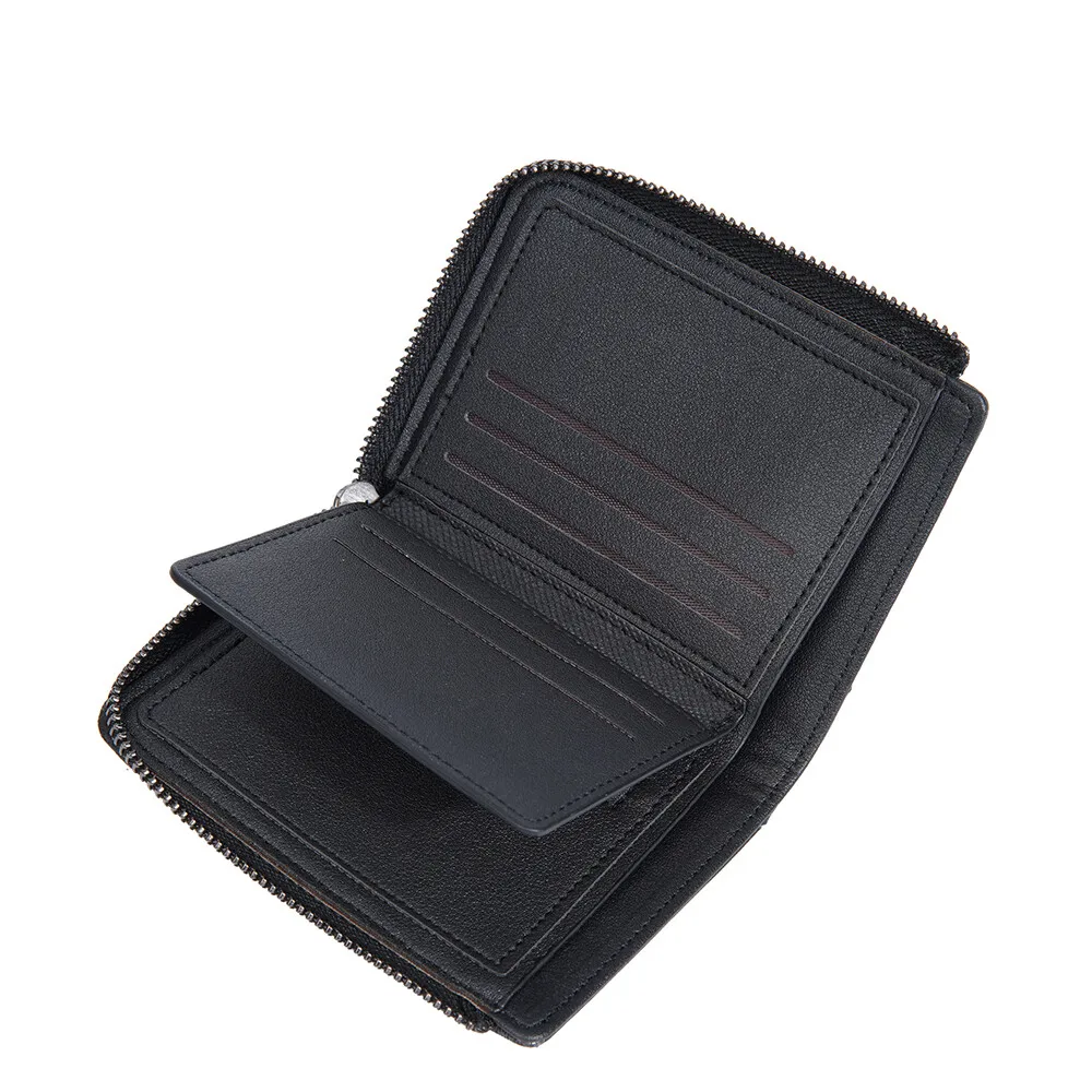 Dünne kurze Herren-Geldbörsen mit Reißverschluss, Münzfach, kleine Herren-Geldbörsen, hochwertiger Kreditkartenhalter für Herren, Geldbörse mit Vordertasche