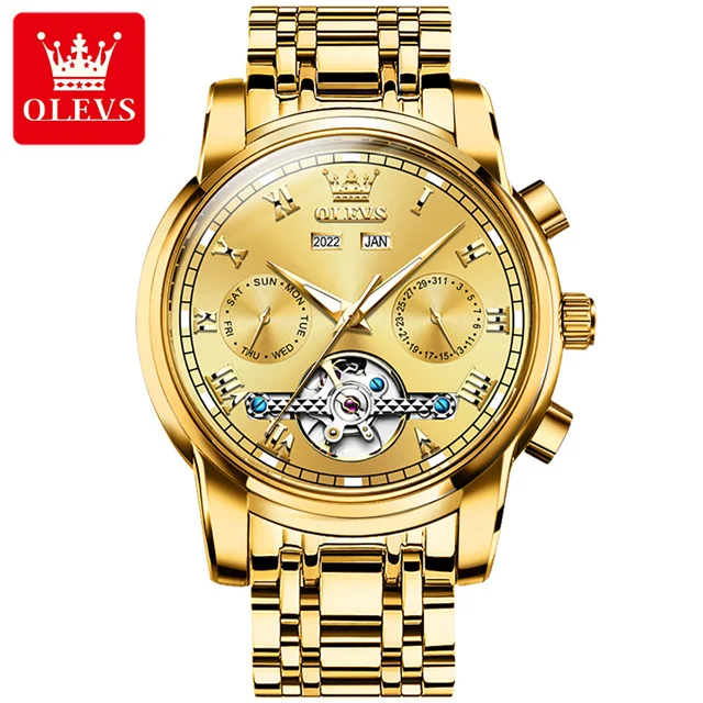 100 % Original OLEVS automatische mechanische Paar-Armbanduhren für Damen und Herren, wasserdichte Uhren, Uhrenset für Sie oder Ihn 6