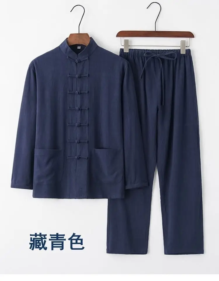 2026 Herren Chinesischer Traditioneller Tang-Anzug Hanfu Kung Fu 2-teiliges Set Oberteil und Hose Neujahrsparty Festival Übergröße M XXXXXL – Detail 20